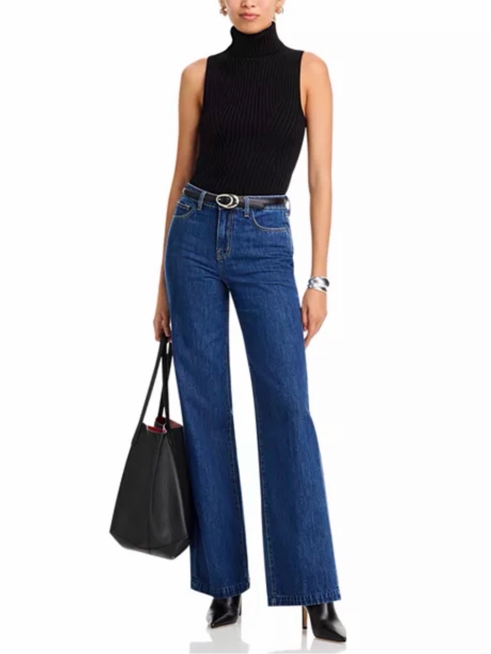 L’AGENCE Clayton Wide Leg High Rise 100% Cotton Jeans Size 27 - Picture 2 of 9